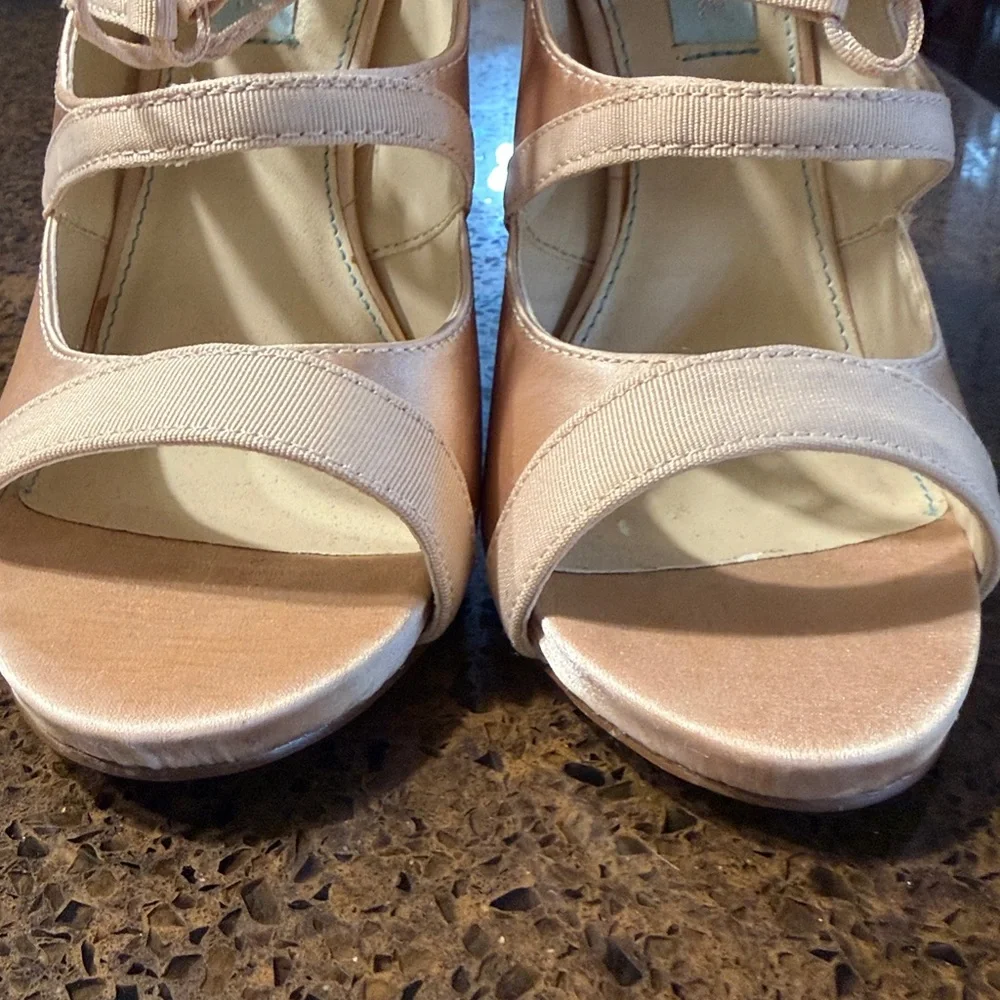 Blue by Betsey Johnson Mila caged champagne satin heels - Picture 9 of 10